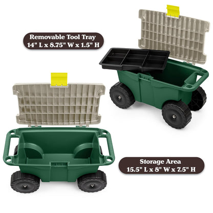 Pure Garden 75-MJ2011 Plastic Garden Storage Cart & Scooter, 20"