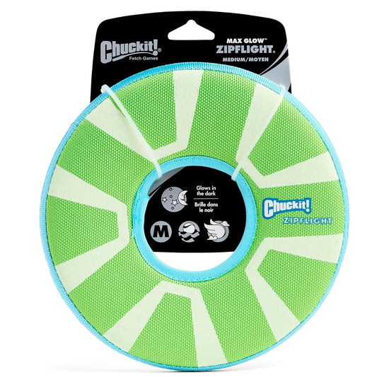 Chuckit! Zipflight Flyer - Flotador de Juguete para Perro, Suave con los Dientes y Las encías del Perro, Brilla en la Oscuridad, tamaño Mediano