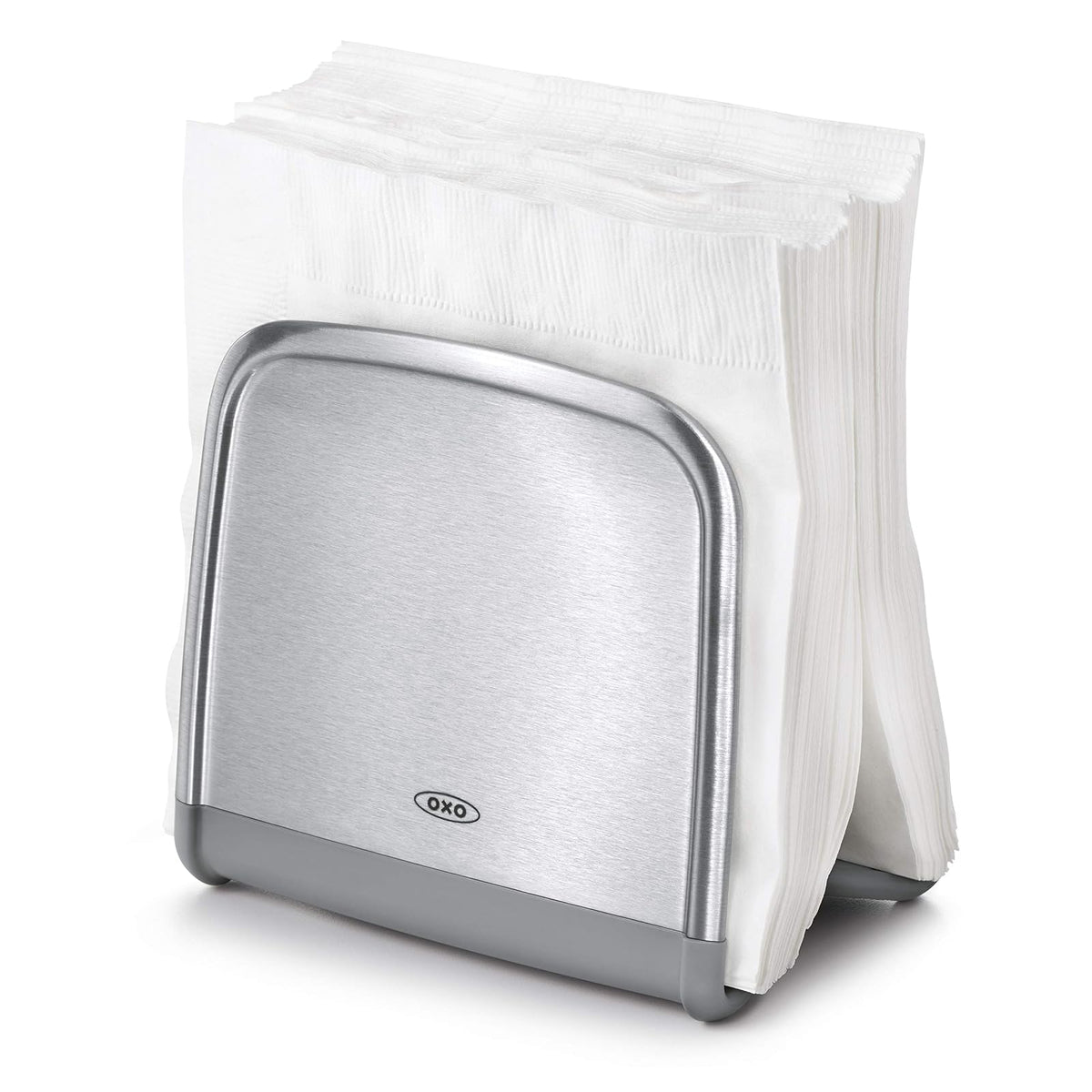 OXO 13245100 Servilletero Acero Antihuella, 15 cm | Acero a prueba de huellas dactilares, diseño único, mesa de cocina y encimera, utensilios de cocina, fácil de llenar