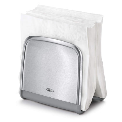 OXO 13245100 Servilletero Acero Antihuella, 15 cm | Acero a prueba de huellas dactilares, diseño único, mesa de cocina y encimera, utensilios de cocina, fácil de llenar