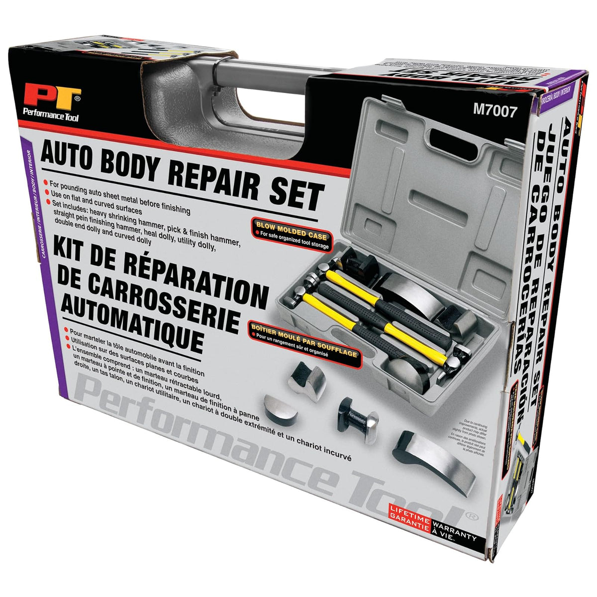 Performance Tool Kit de Reparación de Carrocería con Martillos de Fibra de Vidrio M7007, 7 Piezas, Amarillo y Negro