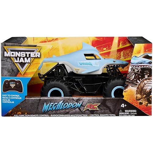 Monster Jam, Monster Truck oficial de Megalodon con control remoto, escala 1:24, 2.4 GHz, para mayores de 4 años