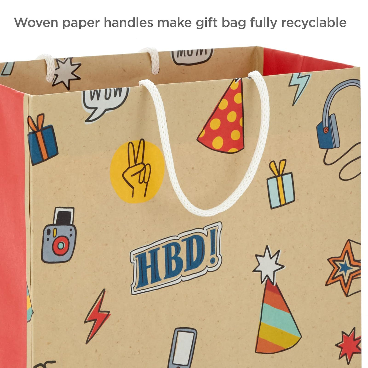 Hallmark Surtido de bolsas de regalo (8 bolsas: 3 pequeñas de 6 pulgadas, 3 medianas de 9 pulgadas, 2 grandes de 13 pulgadas) cumpleaños para niños, buenas vibras, iconos retro