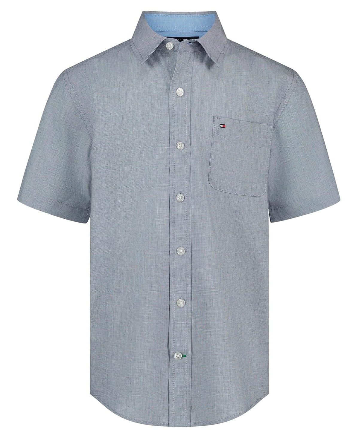 Tommy Hilfiger Camisa Tejida de Manga Corta con Botones para niño - 18-20 - End on End Tech Blue