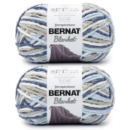 Bernat - Manta de hilo acrílico súper voluminoso, paquete de 2 unidades de 300 g/10.5 oz #6 grueso de chenilla para tejer y ganchillo, Amigurumi, mantas gruesas (cielo nublado, 220 yardas, 2 unidades)