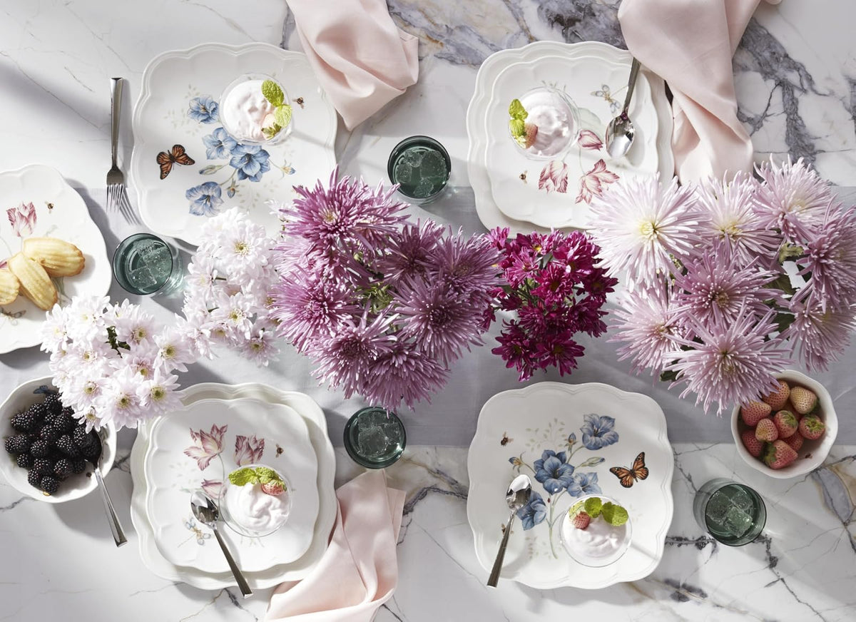 Lenox 894309 Butterfly Meadow Platos cuadrados de 4 piezas