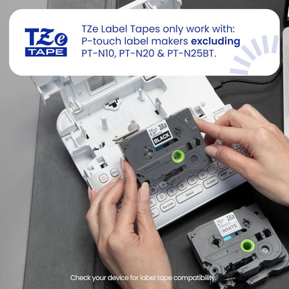 Brother - Cinta de etiquetas original P-Touch TZe, impresión blanca sobre gris (TZeML35), laminado mate premium, 24 mm x 8 m, para fabricantes de etiquetas P-Touch seleccionados, para manualidades,
