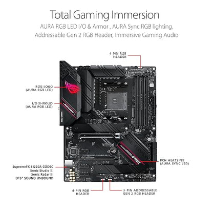 ASUS ROG Strix B550-F Gaming WiFi II AMD AM4 ATX Tarjeta Madre Gaming | AMD AM4 (Ryzen 5000/3000), DDR4 hasta 4800 (OC), 14 fases DrMOS, PCIe 4.0 x16, 2 ranuras M.2, WiFi 6E, LAN Intel 2.5Gb