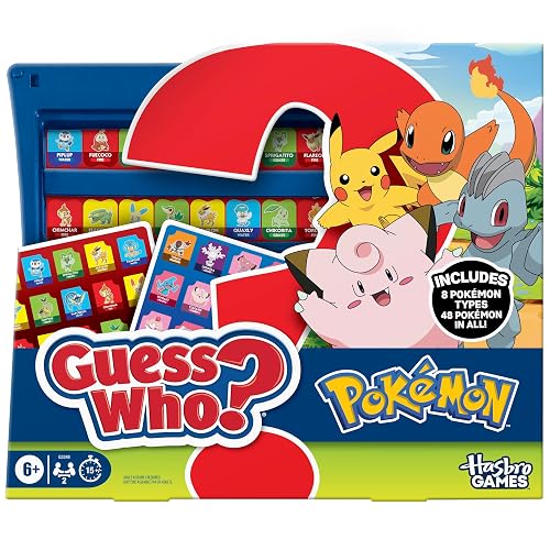 Hasbro Gaming Adivina Quién? Edición Pokémon | 48 Pokémon | Divertidos Juegos Familiares | 2 Jugadores | 15 Minutos Promedio | Edad: A Partir de 6 años