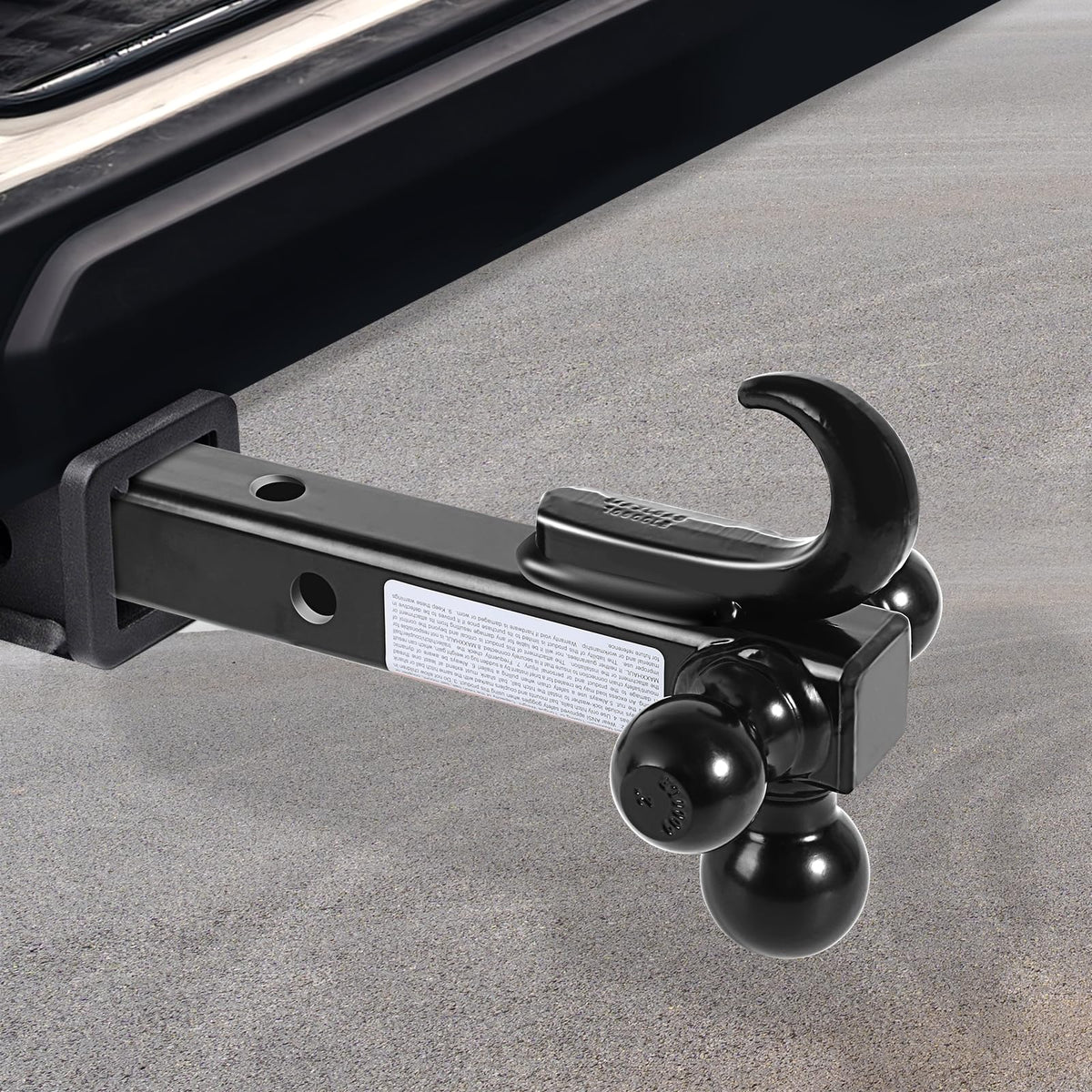 Maxxhaul Soporte de Bola Triple 1-7/8 in, 2 in y 2-5/16 in, Vástago Hueco, Clase III/IV, Negro, 50231