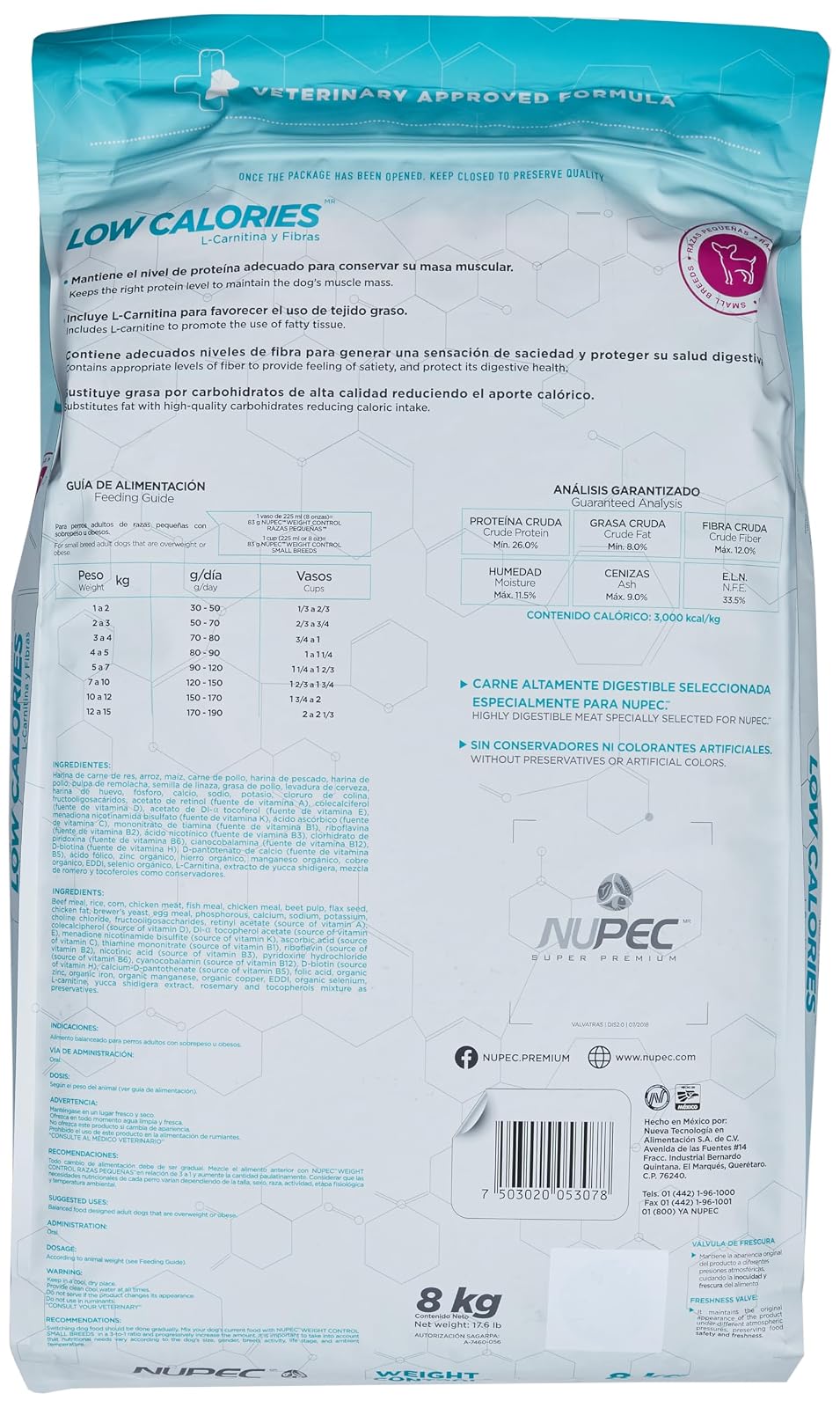 Nupec Alimento Seco para Perro Raza Pequeña Weight Control, 8 kg, 1 Pack