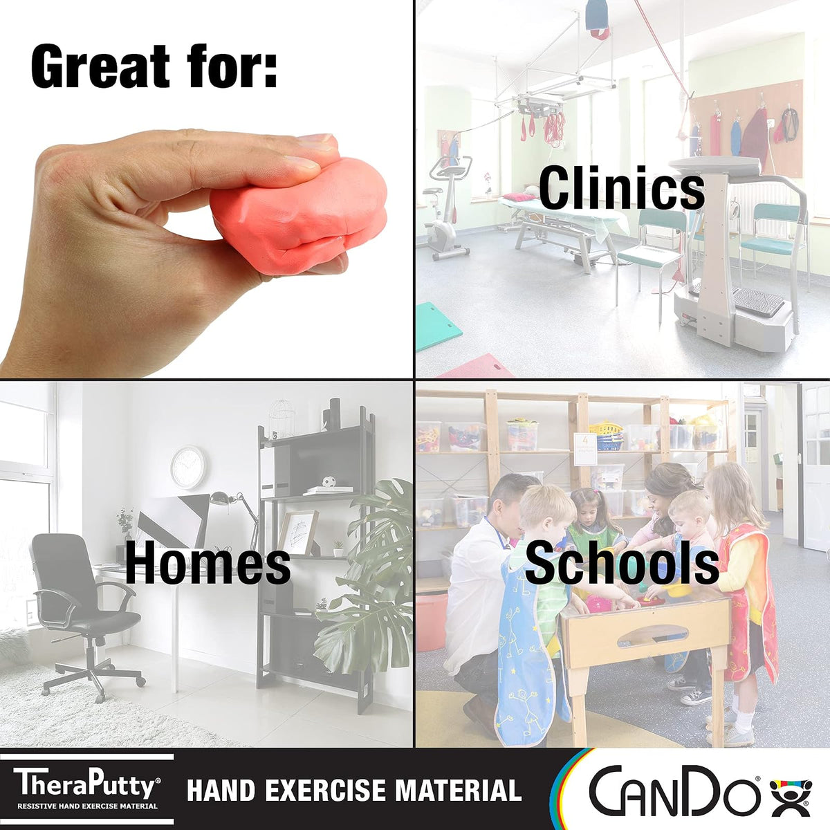 CanDo TheraPutty - Masilla de ejercicio de mano estándar para rehabilitación, ejercicios, terapia de manos, terapia ocupacional, fortalecimiento de manos, mejora las habilidades motoras, alivio del estrés