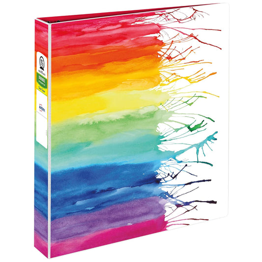 Avery + Amy Tangerine Designer Collection - Carpeta de anillas redondas de 1.5 pulgadas, capacidad de 275 hojas, acuarela arco iris (28347)
