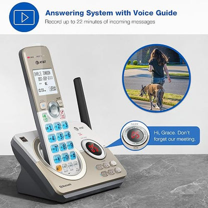 AT&T DL72219 DECT 6.0 - Teléfono inalámbrico de 2 Auriculares para el hogar con conexión a la célula, Bloqueo de Llamadas, visualización retroiluminada de 1.8 Pulgadas, Botones Grandes,