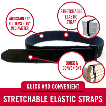 Velcro Brand - Correas elásticas de 30 Pulgadas, Paquete de 4 | Elásticas y Ajustables para un Ajuste cómodo | Sujetar Paraguas al Aire última intervensión, Madera, Lonas, Mantas, Postes, más, cincha