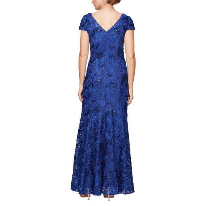 Alex Evenings Vestido Largo de Roseta en A. Vestido para Mujer