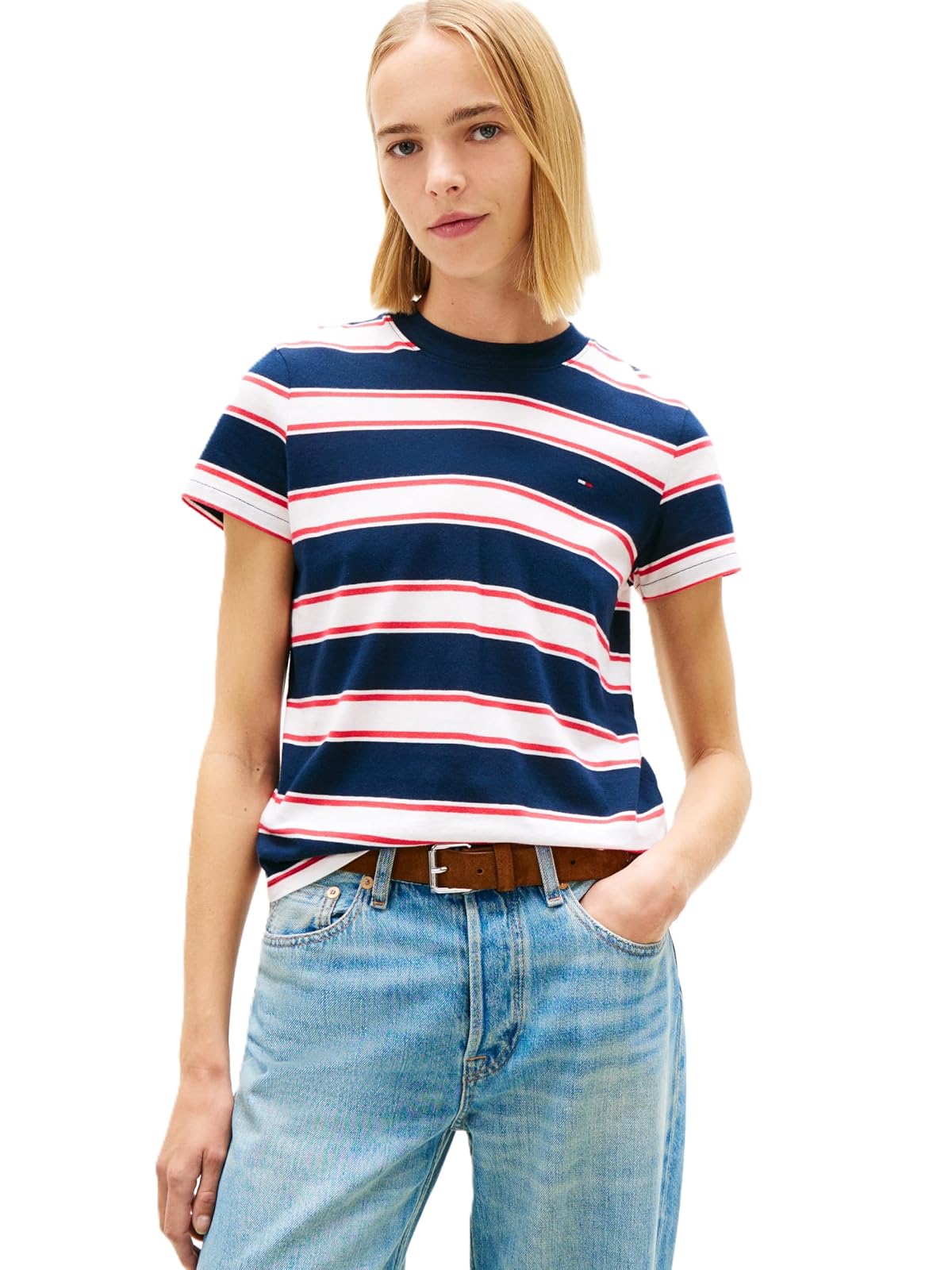 Tommy Hilfiger Playera Manga Corta Mujer 0A7 para Mujer, M