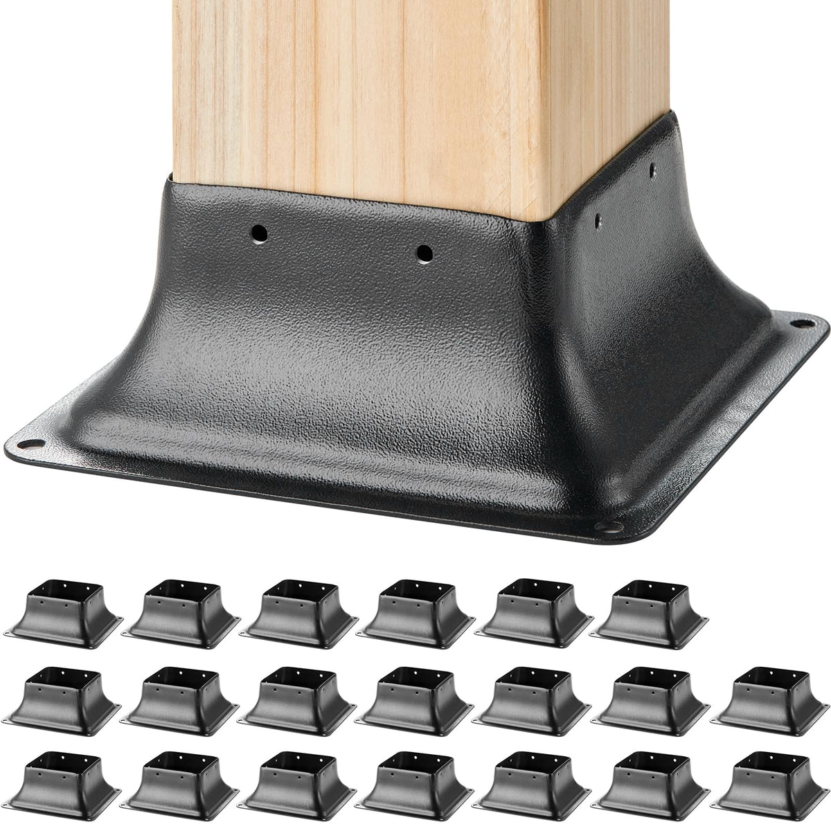 VEVOR 20 Piezas Soportes para Postes de Madera 4" x 4"(102 x 102 mm) Base Interna de Poste de Acero al Carbono para Anclaje de Poste de Madera Estándar de , de Terraza, Porche
