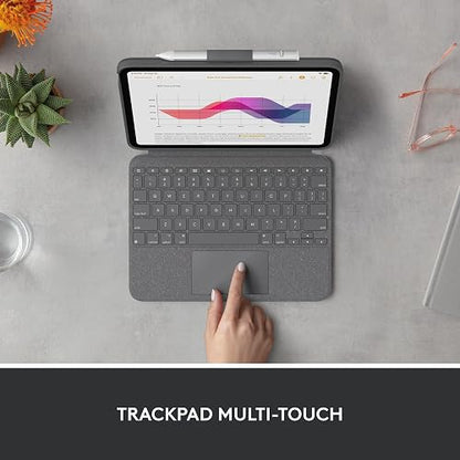 Logitech Combo Touch Funda con Teclado extraíble para iPad 10.° generación con trackpad preciso y Grande, Teclado retroiluminado y tecnología Smart Connector - Gris