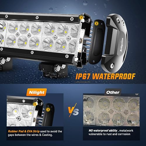 Nilight - Barra de luz de ledes 60009C-A, 78.7 cm,198 W, Combo de Foco de inundación, Off Road, Luces antiniebla, de manejo, para SUV, Barco, 4x4, Jeep.