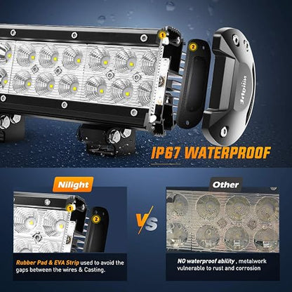 Nilight - Barra de luz de ledes 60009C-A, 78.7 cm,198 W, Combo de Foco de inundación, Off Road, Luces antiniebla, de manejo, para SUV, Barco, 4x4, Jeep.