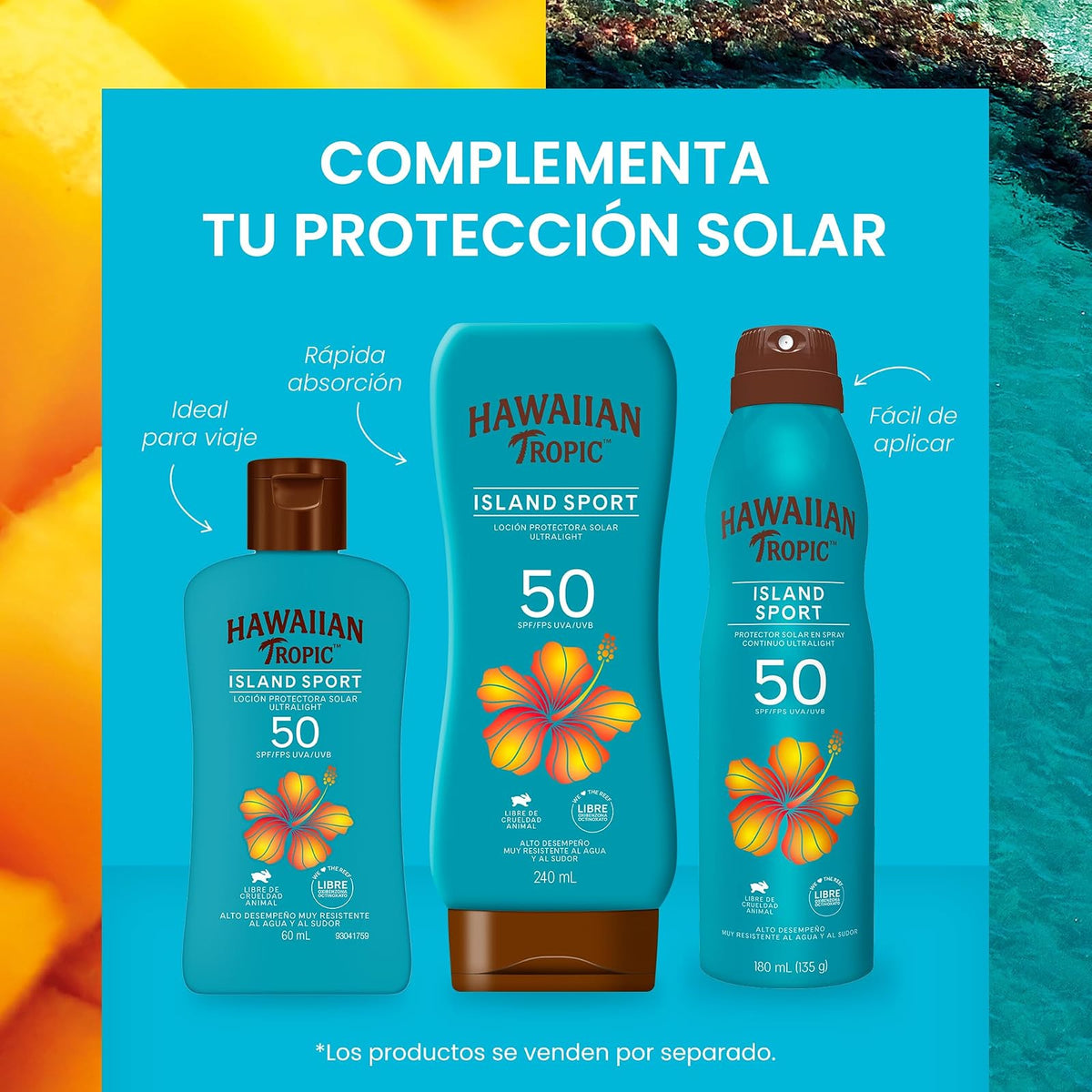 Hawaiian Tropic Island Sport Protector Solar 50 FPS Loción de 240ml