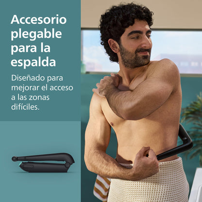 Philips Bodygroom series 5000, Afeitadora corporal, íntimo y delicado con la piel,Sistema de afeitado Triple Protect, Accesorio para la espalda, Peines recortadores de 2, 3 y 5 mm, negro BG5480/15