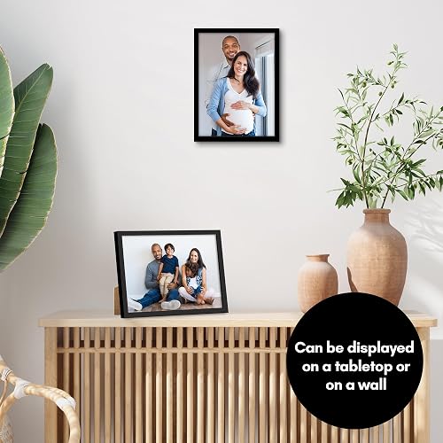 Americanflat - Marco de fotos de 8 x 11 pulgadas con vidrio resistente a roturas, juego de 2 unidades, colección Streamline, marco de fotos de borde fino para mesa y pared, accesorios para colgar y