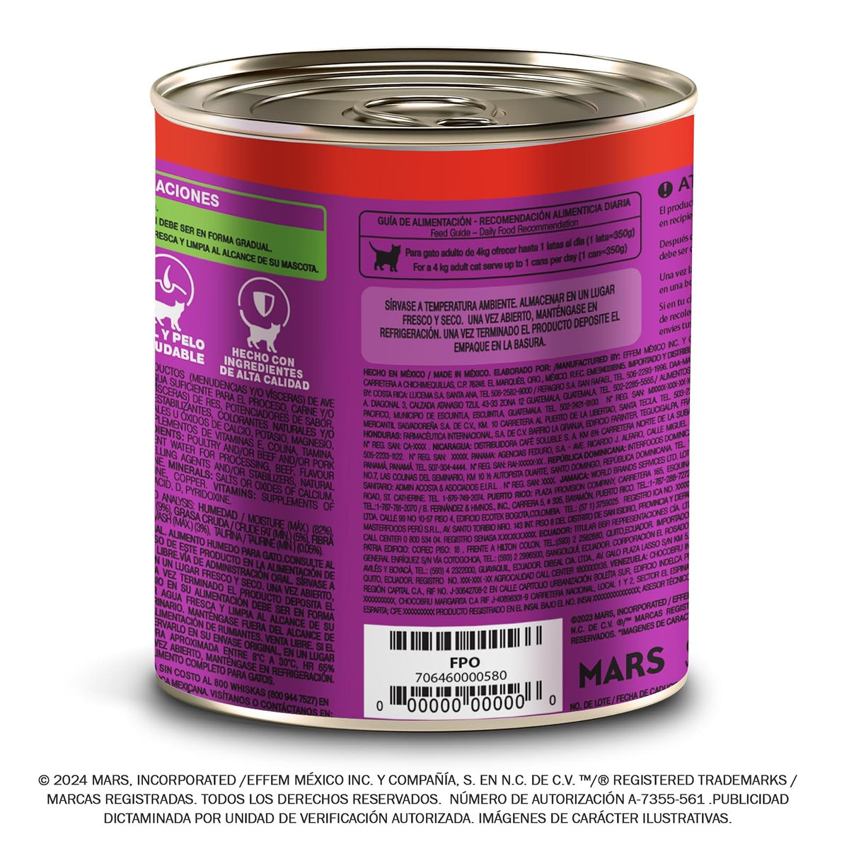 WHISKAS - Alimento para Gato Adulto en Lata, Sabor Atún, Vitamina A y Taurina, Paquete de 24 Piezas, 350g c/u,