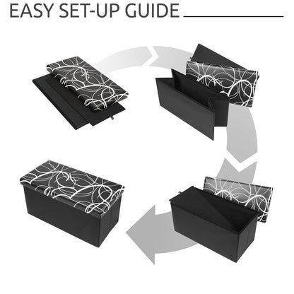 Otto & Ben Caja de Juguetes Plegable con Asiento de Espuma viscoelástica, de Piel sintética, para recámara, otomanos, Banco, reposapiés, 30 Pulgadas, Color Negro