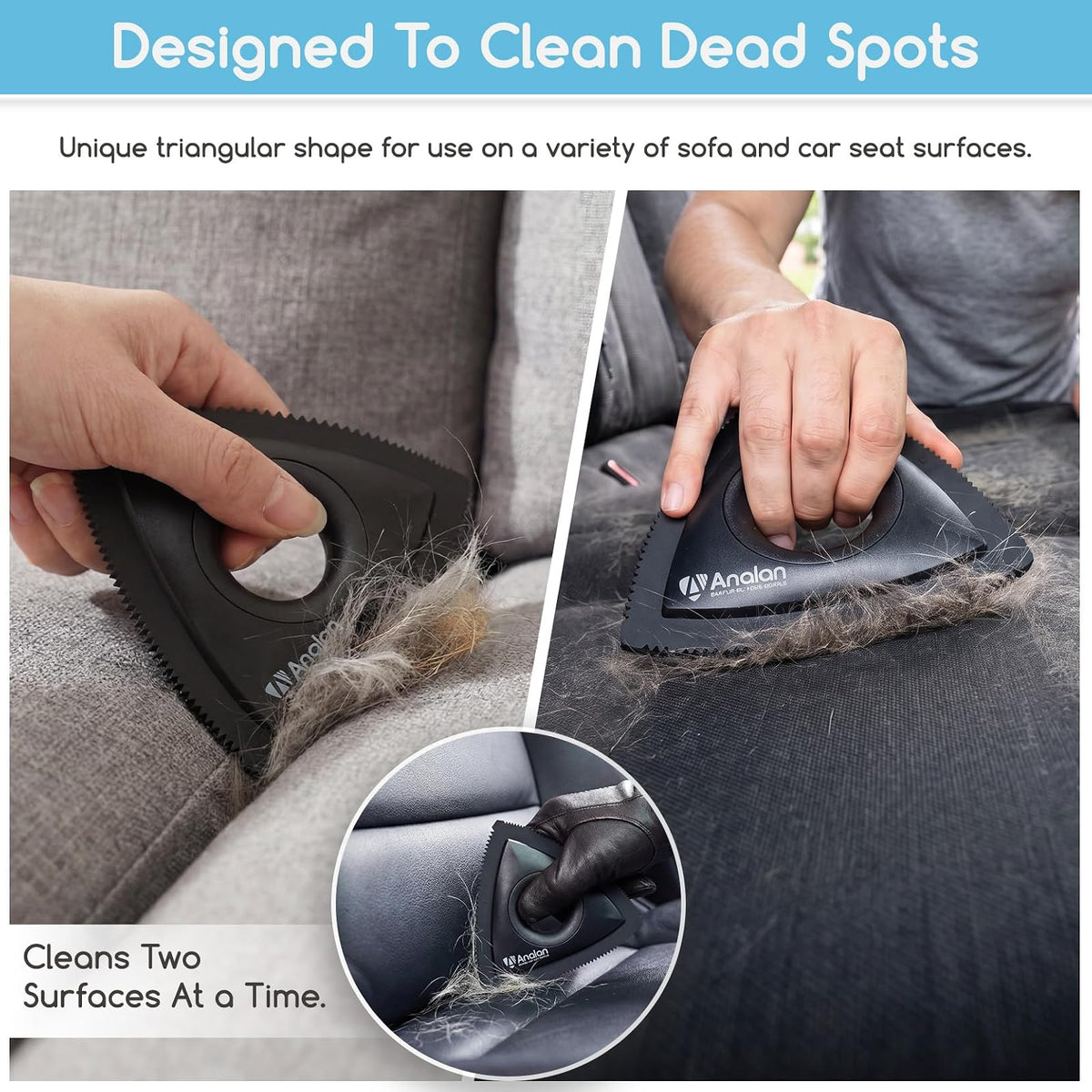 ANALAN Mini removedor de Pelo de Mascotas para sofá, removedor de Pelo de Perro, Cepillo removedor de Pelo de Gato para Las vestiduras del Automóvil, Detalles del Automóvil, Telas en el hogar (Black)