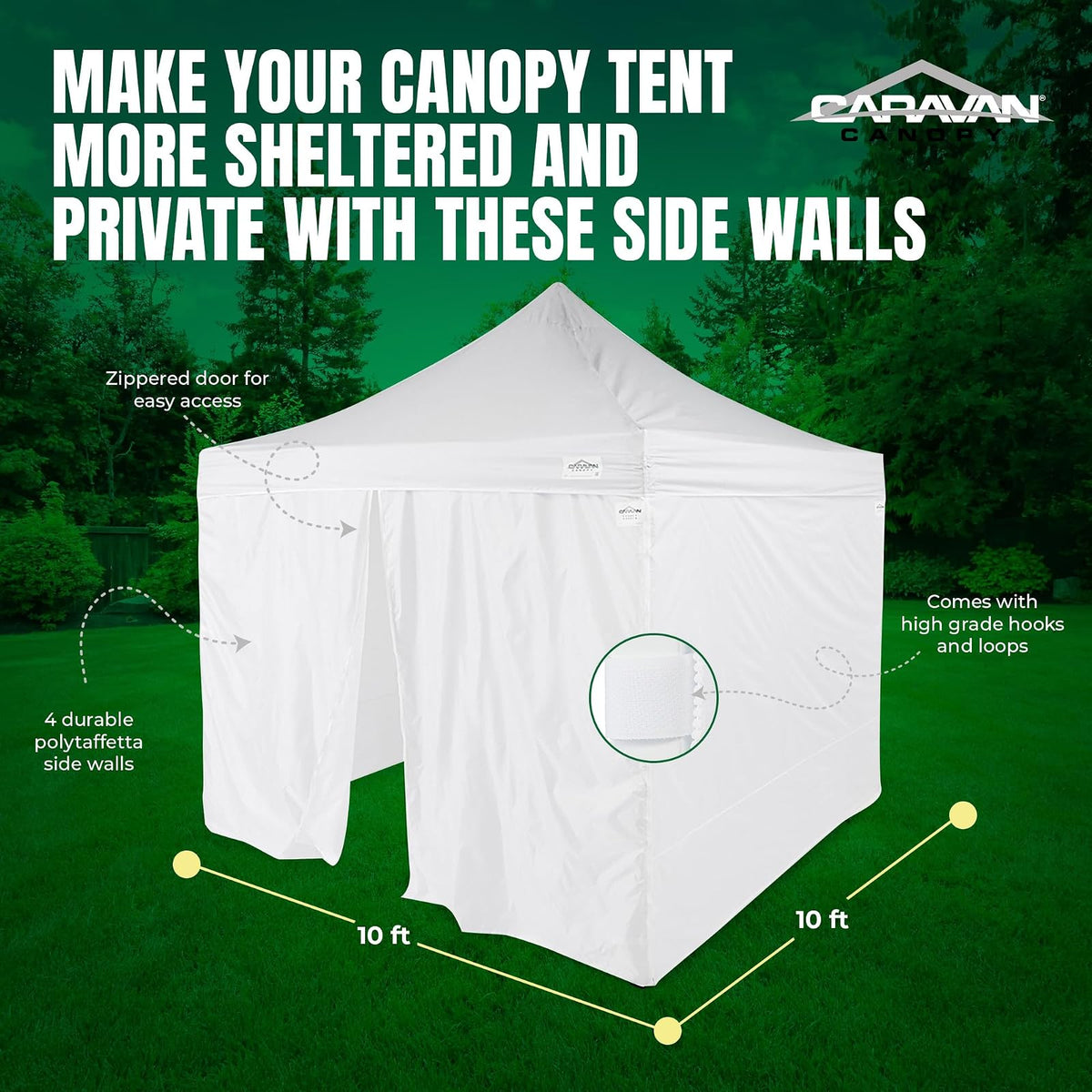 Caravan Canopy Sports Paredes laterales de grado comercial, 10 x 10 pies, blanco