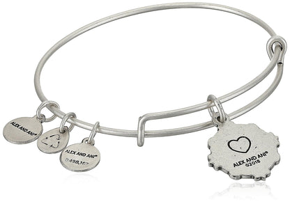 Alex and Ani - Pulsera de plata de ley expandible con texto en inglés "Because I Love You"