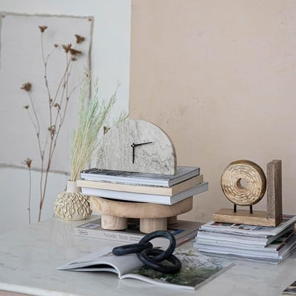 Bloomingville - Reloj Decorativo de Media Luna de mármol para repisa, Beige y Negro