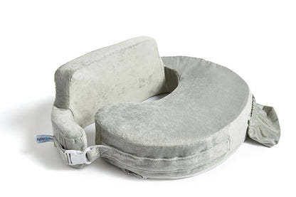 My Brest Friend Super Deluxe Almohada de lactancia - Platino | Almohada ergonómica para lactancia materna para el máximo apoyo ajustable para mamá y bebé, respaldo mejorado con práctico