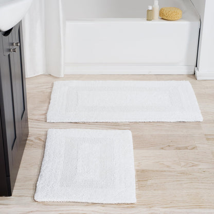 Lavish Home 67-0018-W Reversible Rug Set, White, 2 Piece - Blanco