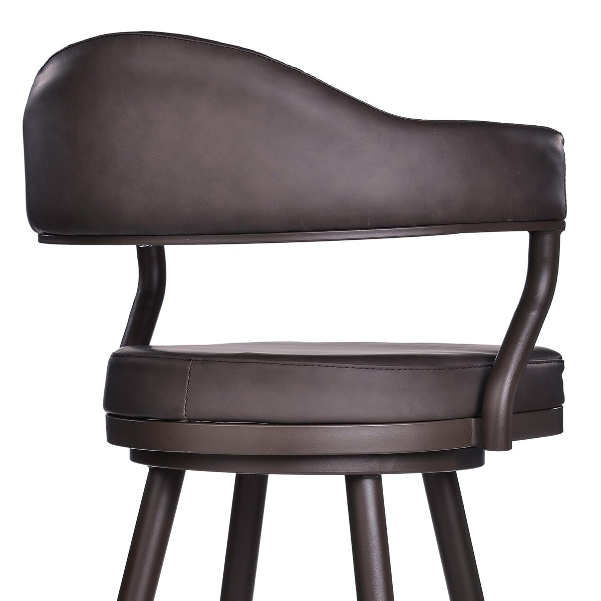 Armen Living Justin Modern Farmhouse - Taburete de Bar de Piel sintética de 76 cm con Patas de Metal café para mostrador de Isla de Cocina