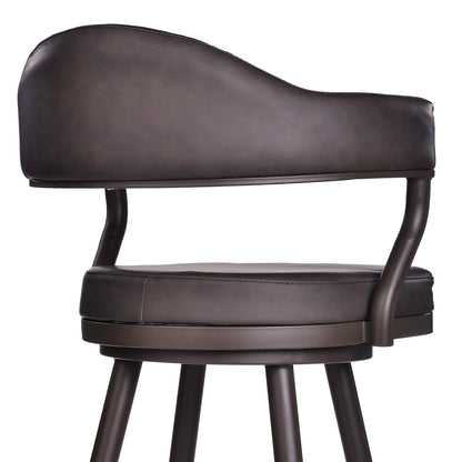 Armen Living Justin Modern Farmhouse - Taburete de Bar de Piel sintética de 76 cm con Patas de Metal café para mostrador de Isla de Cocina