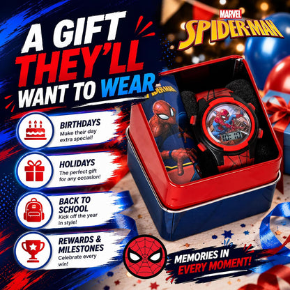 Accutime Kids Marvel Spider-Man Digital Quartz Plastic Watch for Boys & Girls with LCD Display