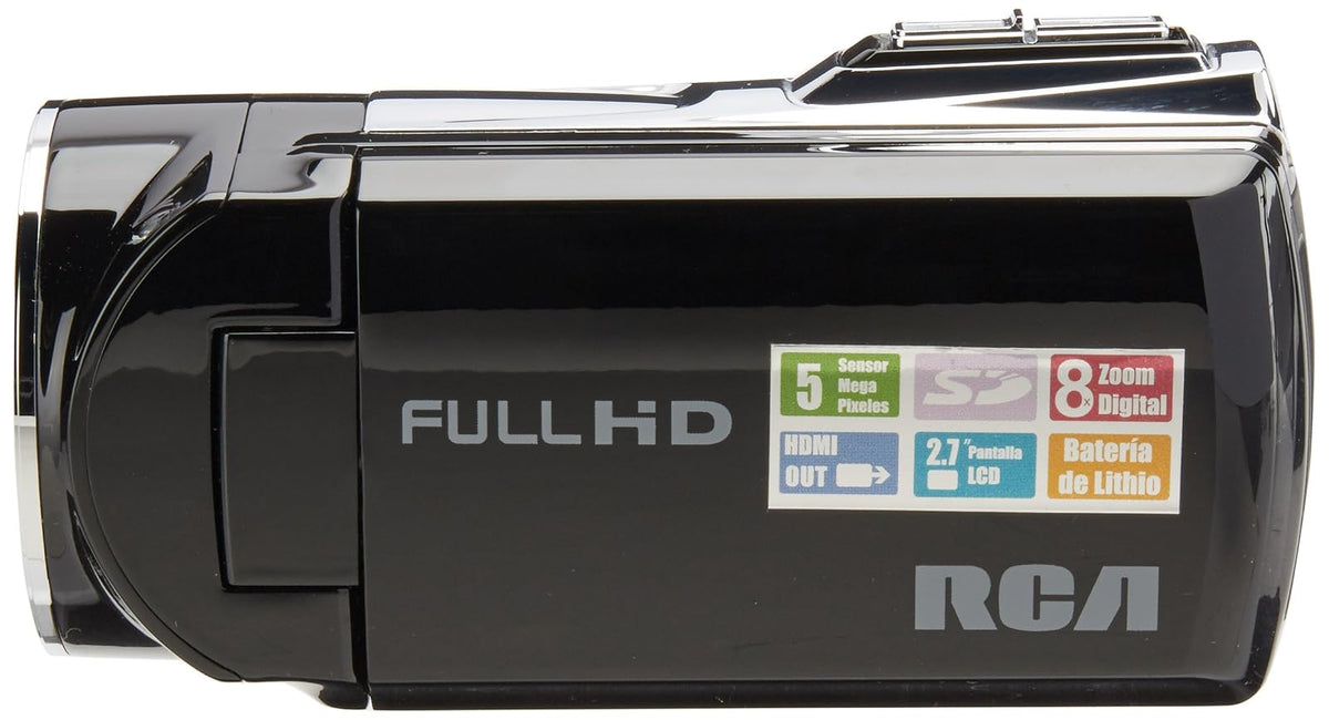 RCA EZ5162BK Video Cámara, Pantalla LCD de 2.7", Full HD, Zoom Digital 8X, color negro