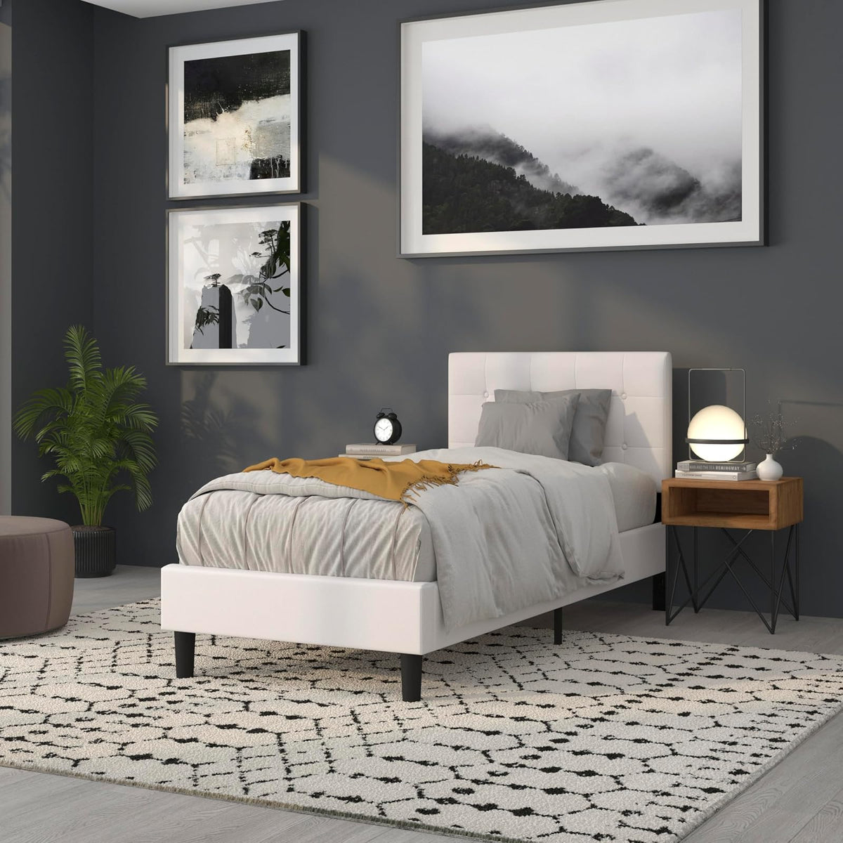 Flash Furniture Lennox - Cabecero tapizado de tamaño Individual en Vinilo Blanco