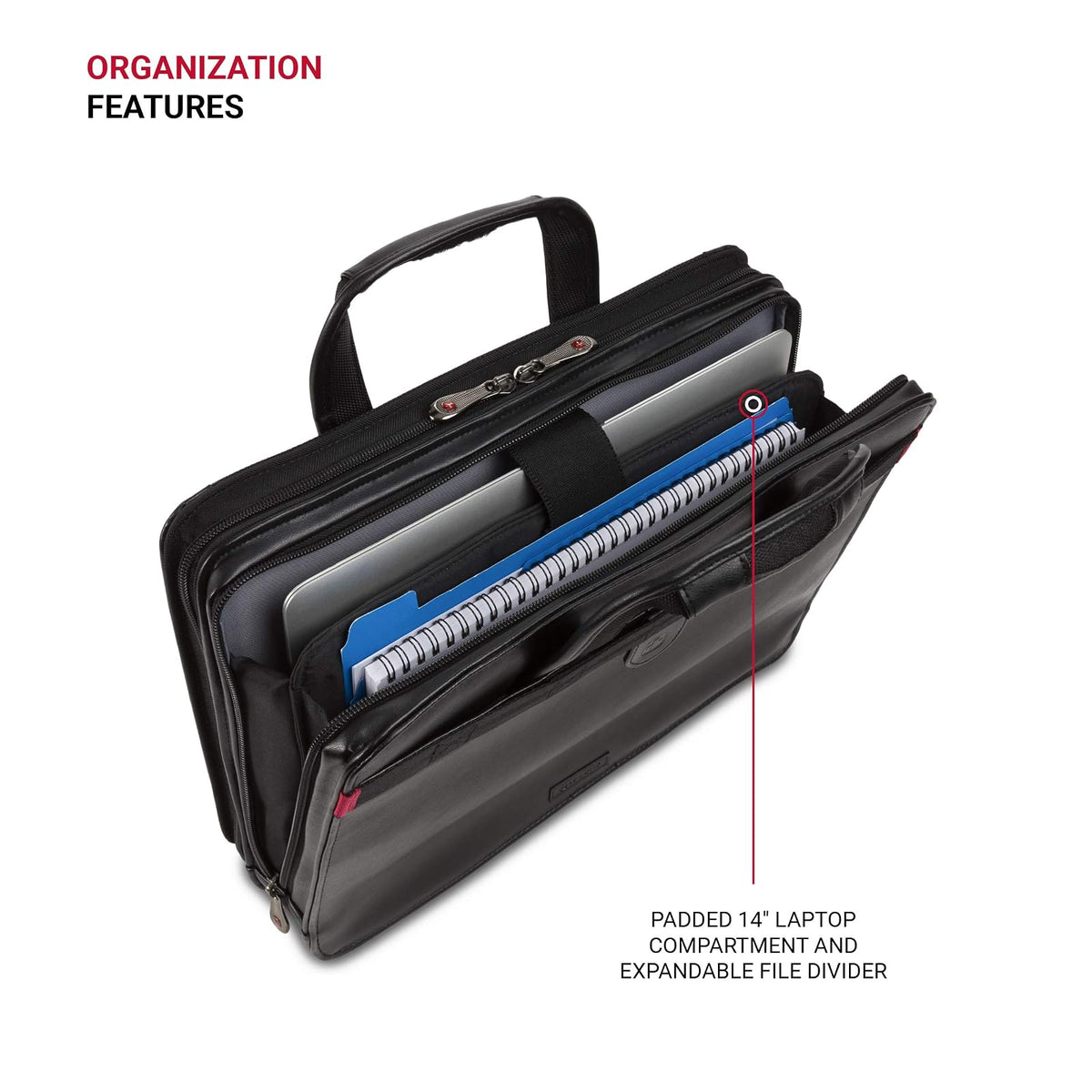 Wenger Luggage Proxy 601675 - Padfolio de presentación con cierre, color negro, 14 pulgadas