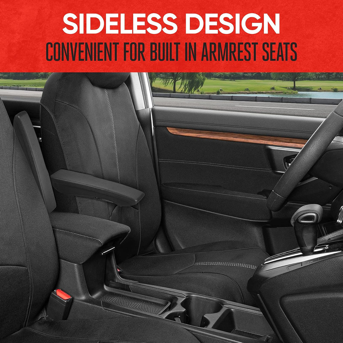 Motor Trend SpillGuard Fundas de Asiento | Impermeables, asientos delanteros, costuras grises, neopreno duradero, fácil instalación, ajuste universal