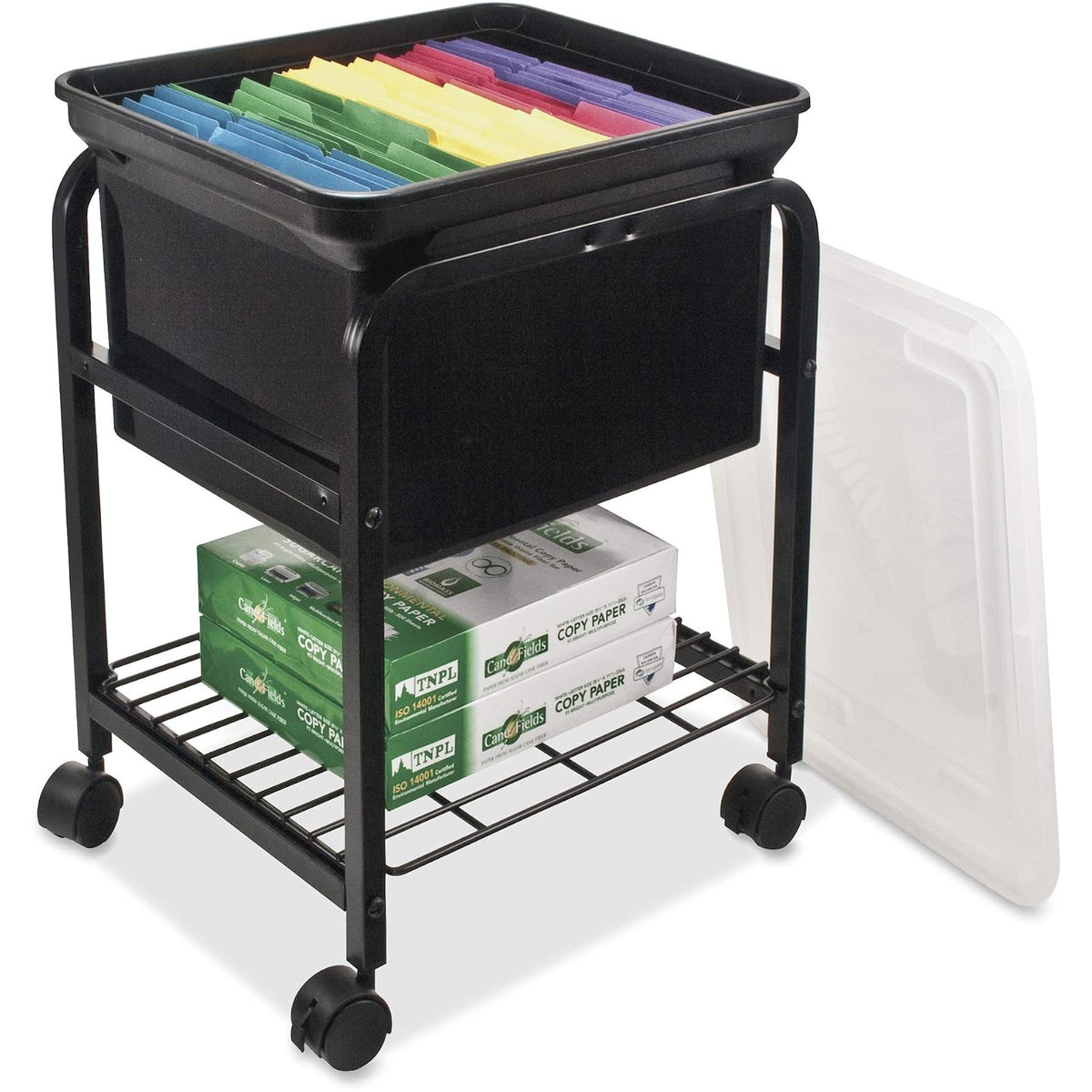 Advantus Carrito de Archivo Rodante con Tapa Transparente 15-5/8 x 18 x 25-5/8 pulgadas Negro