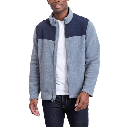 Tommy Hilfiger Chamarra de Forro Polar con Cierre Frontal para Hombre - XS - azul marino - gris claro