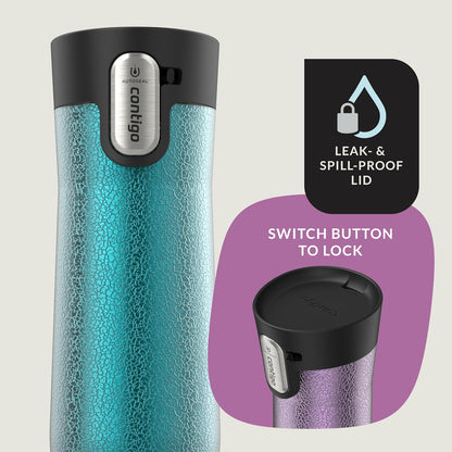 Contigo AUTOSEAL West Loop - Taza de viaje de acero inoxidable aislada al aspiradora con tapa fácil de limpiar, 20 onzas, paquete de 2