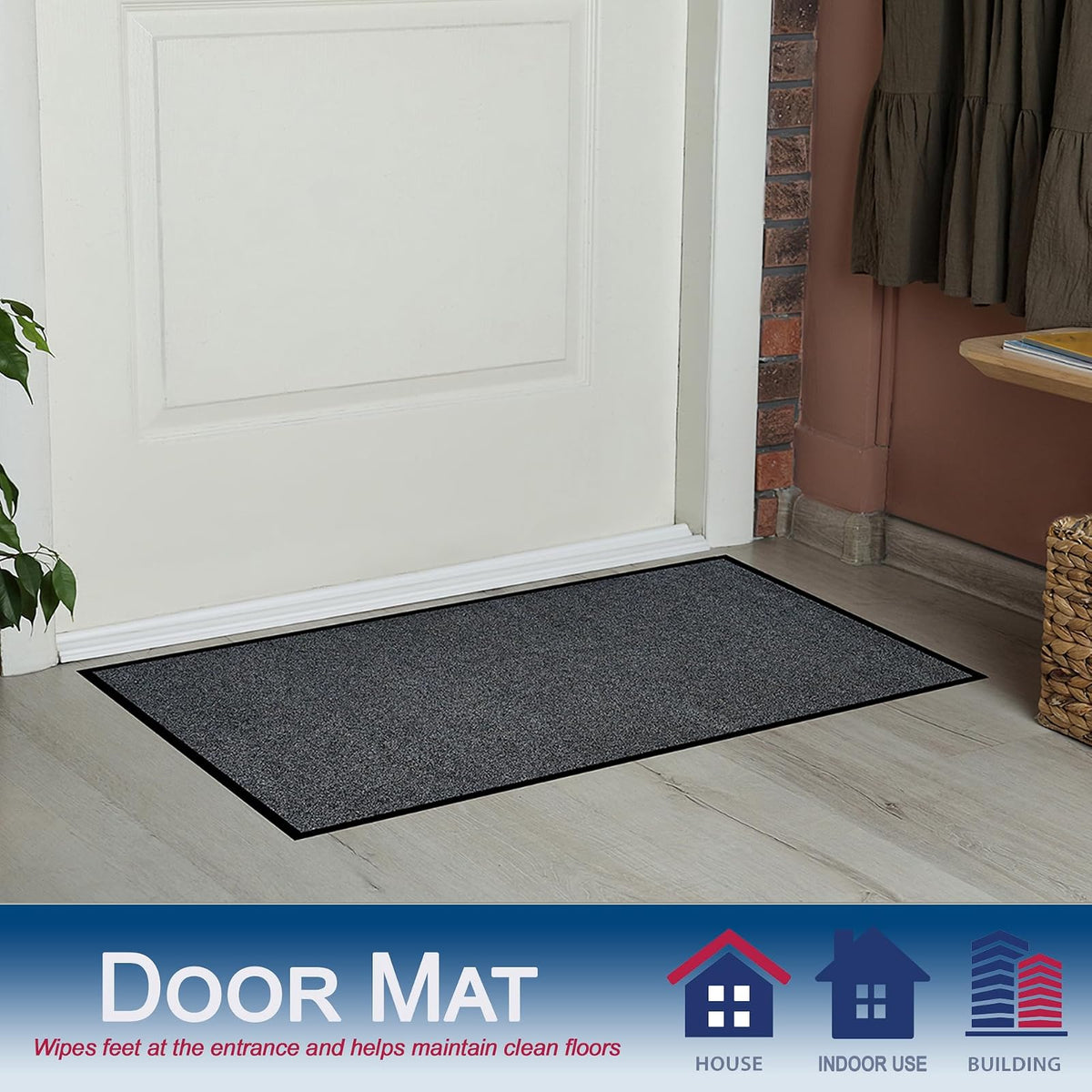Durable Corporation 654S34CH Wipe-N-Walk - Alfombra de Entrada con Respaldo de Vinilo para Interiores, 3 x 4 pies, Color carbón