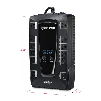 CyberPower UPS No-Break AVRG900LCD 900VA / 480W, Línea Interactiva, Pantalla LCD, Regulador (AVR), 12 contactos, Garantía 3 años incluye batería
