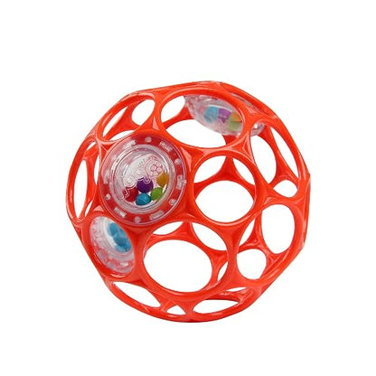 O Ball Bright Starts Rattle - Easy Grasp Toy - Red - 4", Ages Newborn +