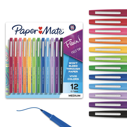 Paper Mate Flair Rotuladores Punta Media, Colores Surtidos - Assorted Fashion Colors - 12